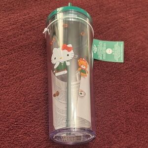 Starbucks Clear Tumbler with Green Lid and Straw